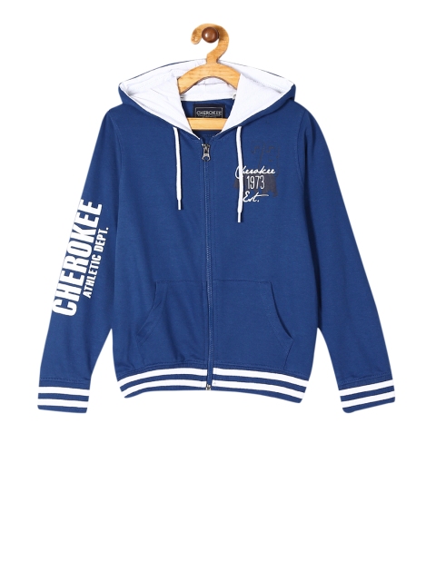 

Cherokee Boys Blue Printed Hooded Sweatshirt