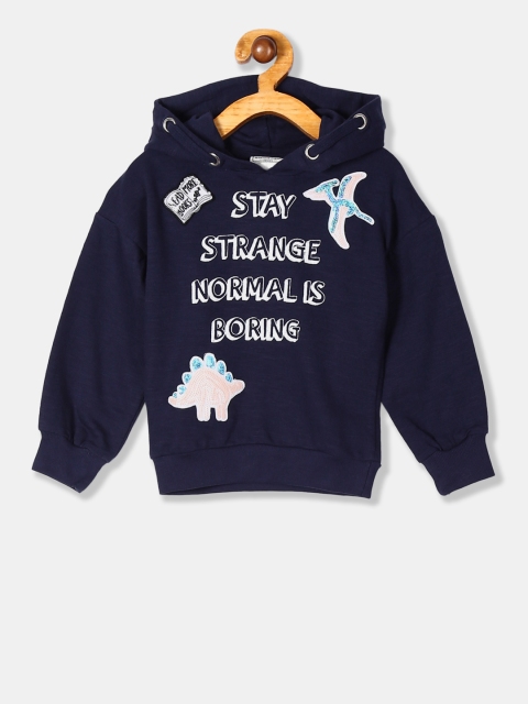 

Cherokee Girls Navy Blue Printed Hooded Sweatshirt