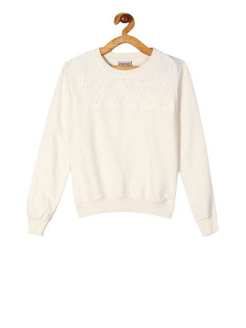 

Cherokee Girls White Solid Cotton Sweatshirt