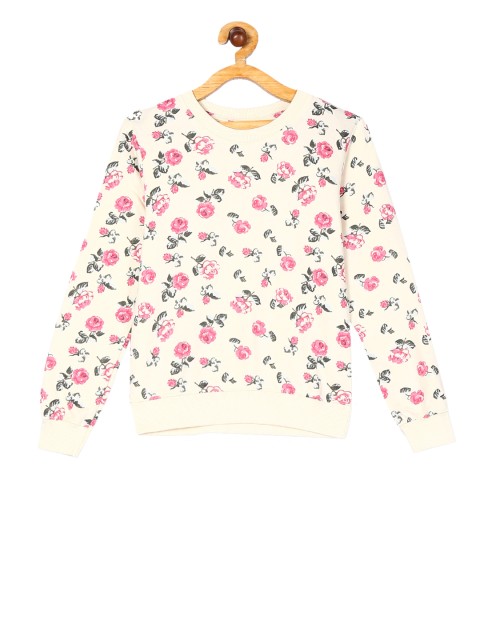 

Cherokee Girls Off-White & Pink Floral Printed Sweatshirt