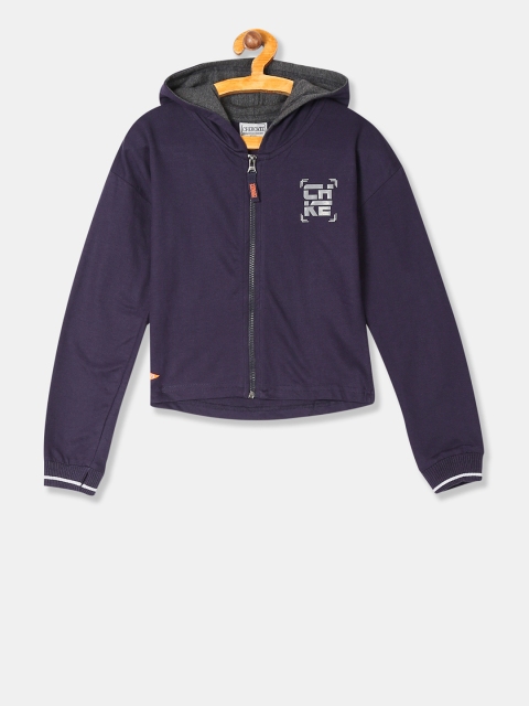 

Cherokee Girls Navy Blue Solid Hooded Sweatshirt