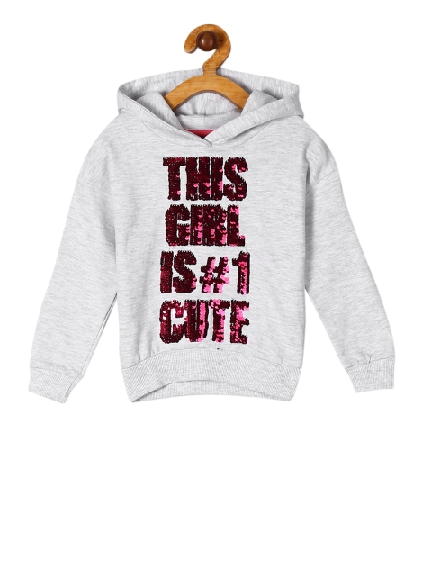 

Cherokee Girls Grey & Pink Embellished Hooded Sweatshirt