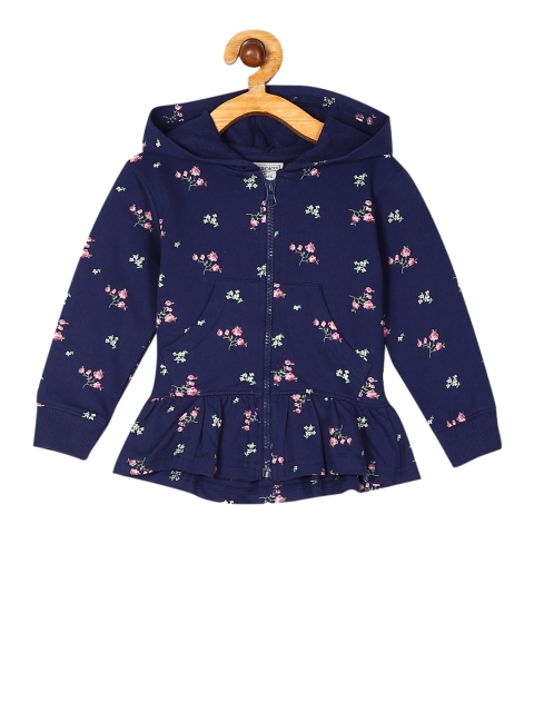 

Cherokee Girls Navy Blue Floral Print Hooded Sweatshirt