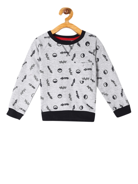 

Cherokee Boys Grey & Navy Blue Printed Sweatshirt