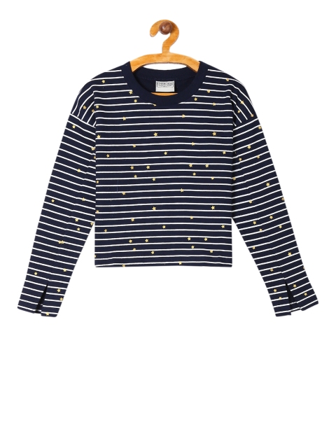 

Cherokee Girls Navy Blue & White Striped Sweatshirt