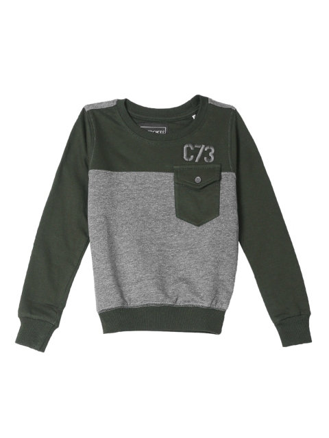 

Cherokee Boys Olive Green & Grey Colourblocked Sweatshirt