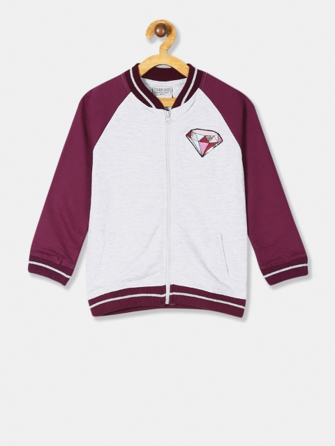 

Cherokee Girls Grey & Maroon Colourblocked Sweatshirt