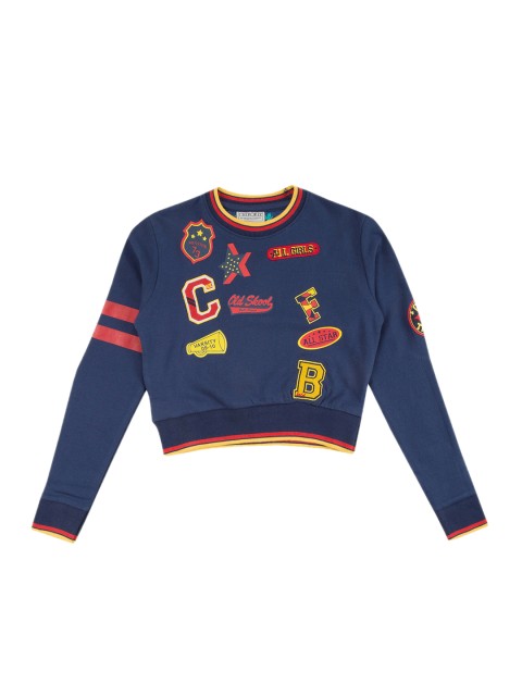 

Cherokee Girls Navy Blue Printed Cotton Sweatshirt