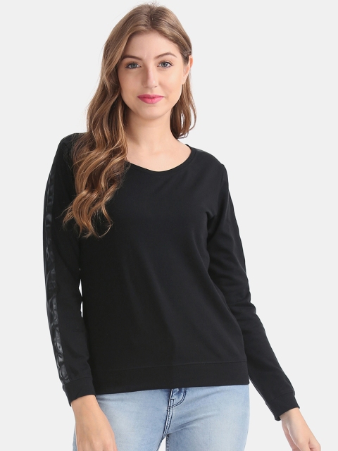 

Sugr Women Black Solid Sweatshirt