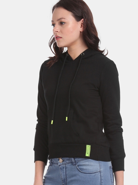 

Sugr Women Black Back Printed Hooded Sweatshirt