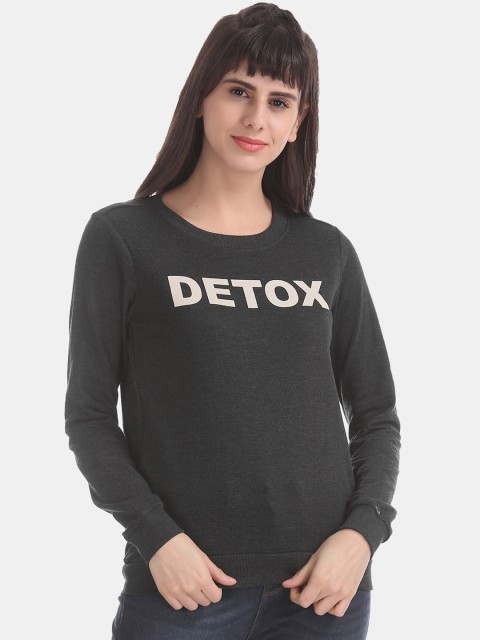 

Sugr Women Grey Solid Sweatshirt