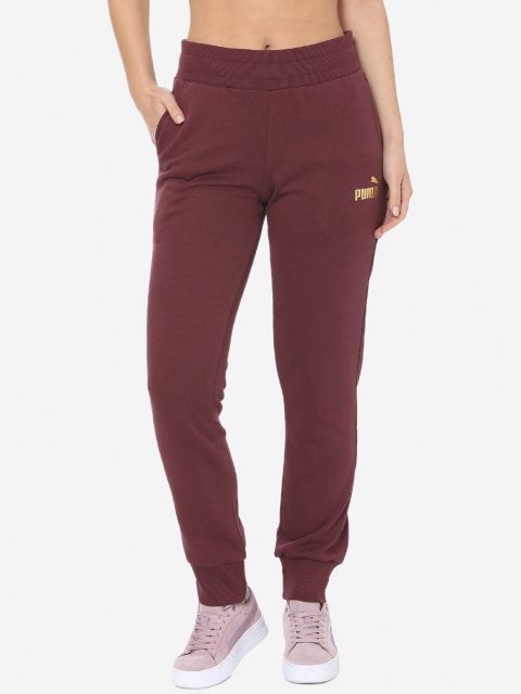 

Puma Women Maroon Solid Knitted pant 1 Wns TR cl Fig Joggers