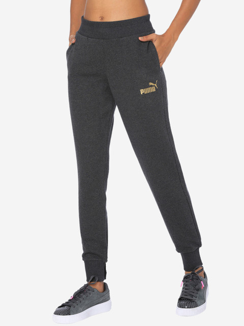 

Puma Women Charcoal Grey Knitted pant 1 Wns TR cl Dark Gray Heath Solid Joggers