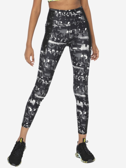 

Puma Women Black & Grey Printed Be Bold AOP 7/8 Tights