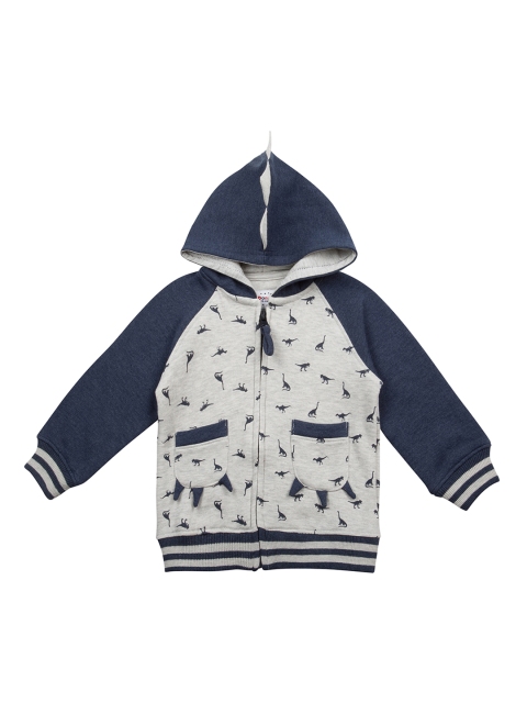 

Donuts Boys Grey & Navy Blue Printed Hooded Sweatshirt
