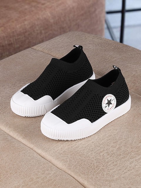 

Walktrendy Unisex Kids Black Slip-On Sneakers