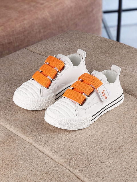 

Walktrendy Unisex Kids White Slip-On Sneakers