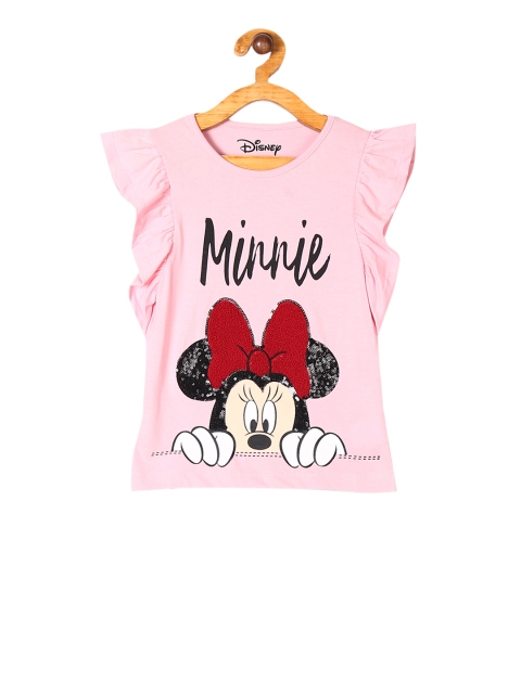 

Colt Girls Pink Minnie Mouse Printed Round Neck T-shirt