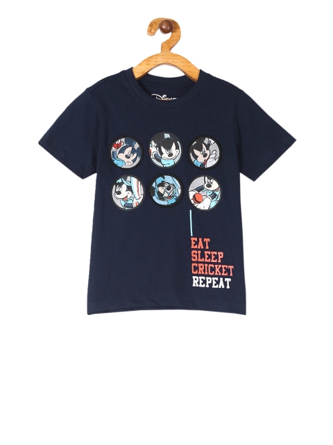 

Colt Boys Navy Blue Mickey Mouse Printed Round Neck T-shirt