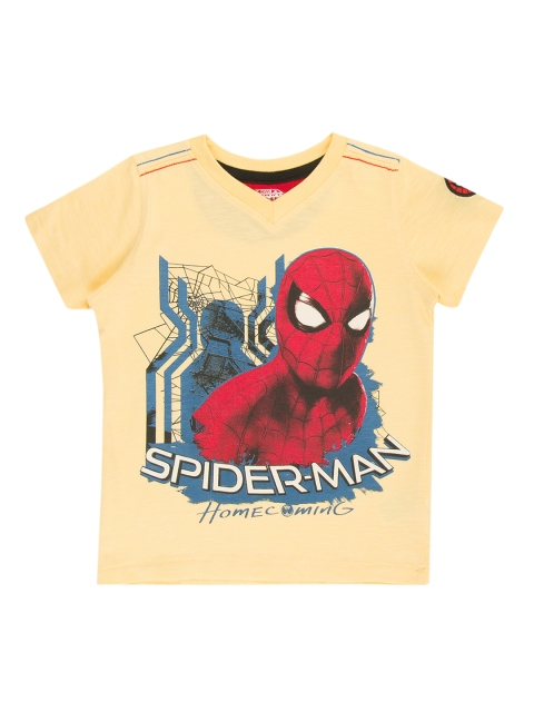 

Colt Boys Yellow & Red Spider-Man Printed V-Neck T-shirt