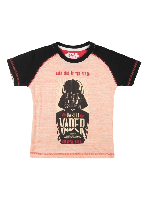 

Colt Boys Orange Black Darth Vader Printed Round Neck Pure Cotton T-shirt