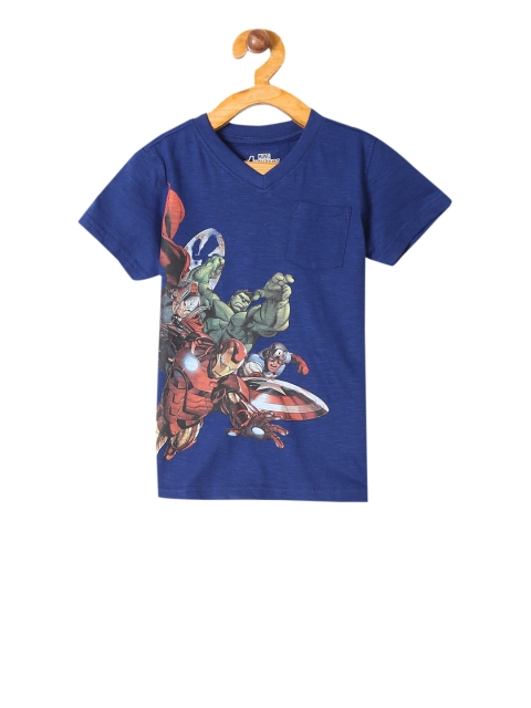 

Colt Boys Blue Avengers Printed Round Neck T-shirt