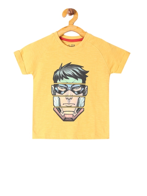 

Colt Boys Yellow Avengers Printed Round Neck T-shirt
