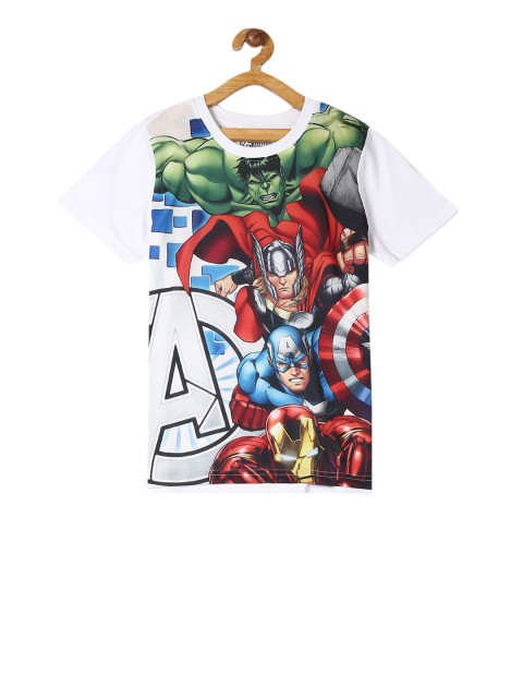 

Colt Boys White Avengers Printed Round Neck T-shirt