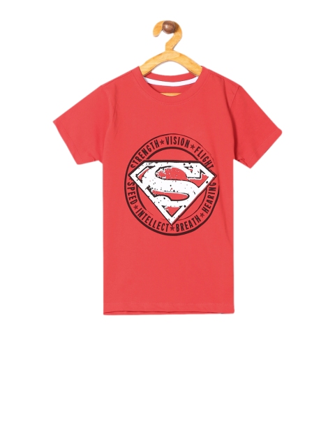 

Colt Boys Red Superman Print Round Neck T-shirt