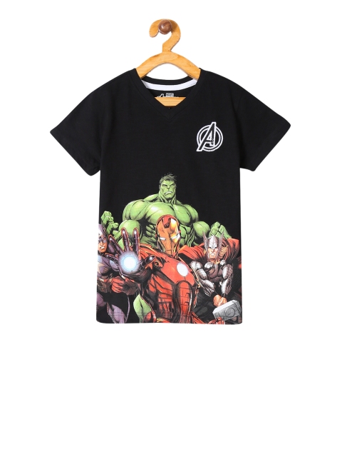 

Colt Boys Black Avengers Printed Round Neck Pure Cotton T-shirt