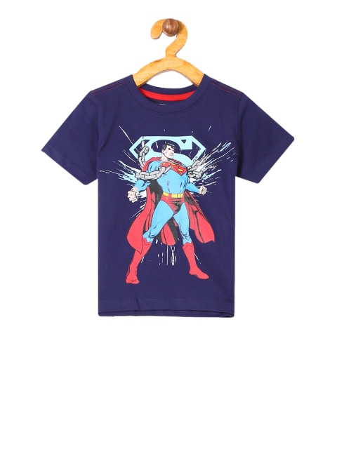 

Colt Boys Navy Blue Superman Printed Round Neck T-shirt