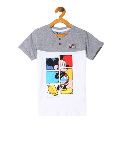 

Colt Boys White & Grey Printed Henley Neck T-shirt