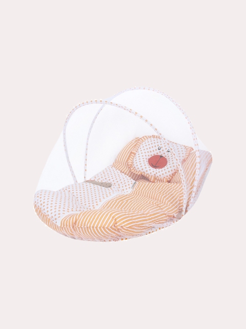 

Superminis Infant Baby White & Orange Multipurpose Printed Cotton Bedding Set