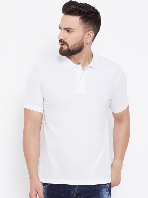 

wesquare Men White Solid Polo Collar T-shirt