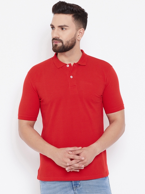 

wesquare Men Red Solid Polo Collar T-shirt