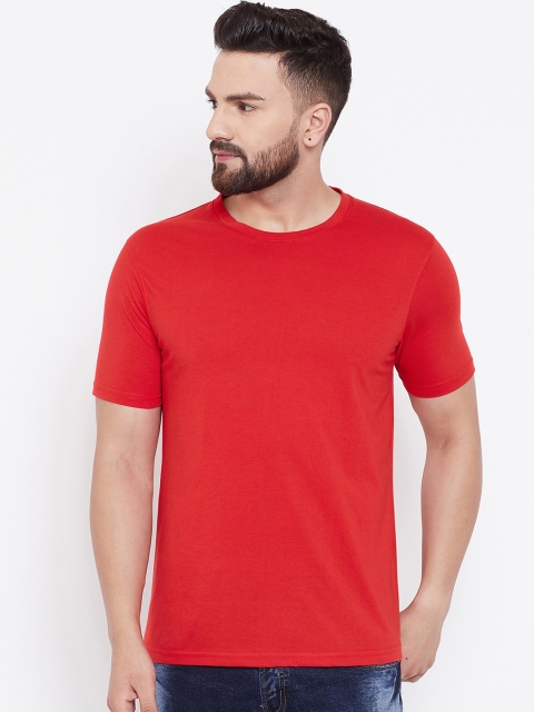 

wesquare Men Red Solid Round Neck T-shirt