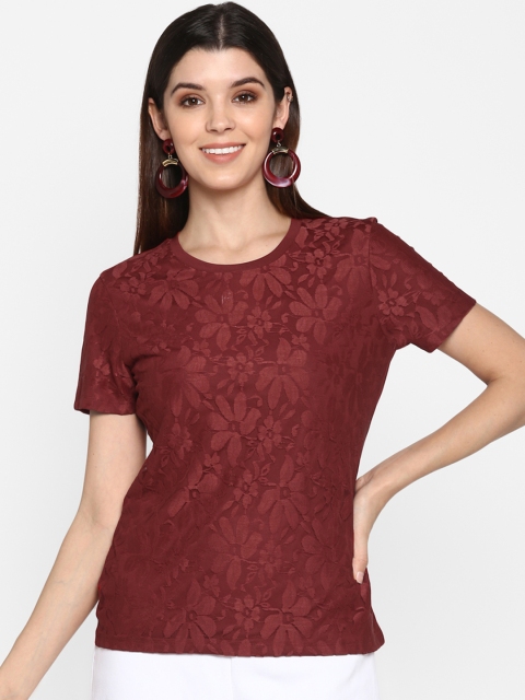 

Mode by Red Tape Women Maroon Self Design Top