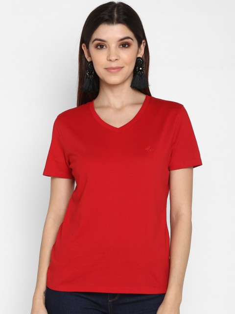 

Mode by Red Tape Women Red Solid Round Neck T-shirt
