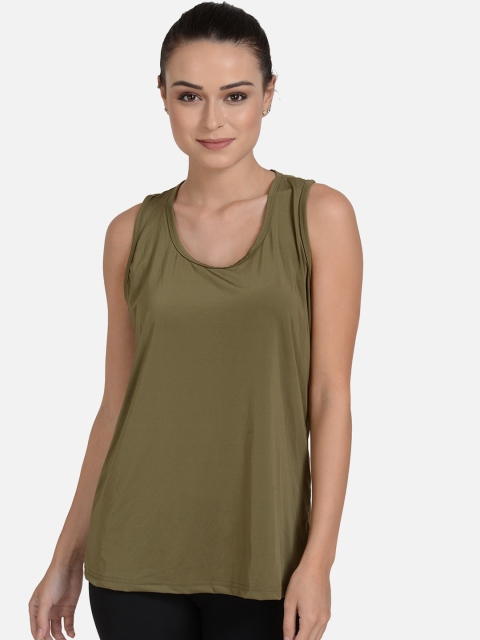 

mod & shy Women Olive Green Solid Tank Top