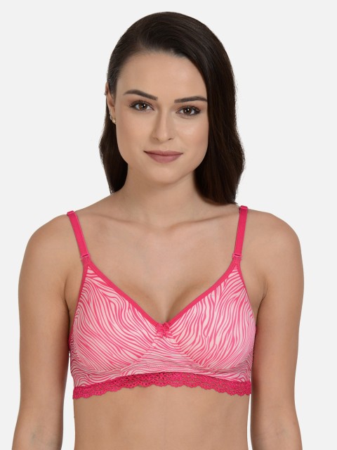 

mod & shy White & Pink Animal Printed Non-Wired Lightly Padded T-shirt Bra MS144