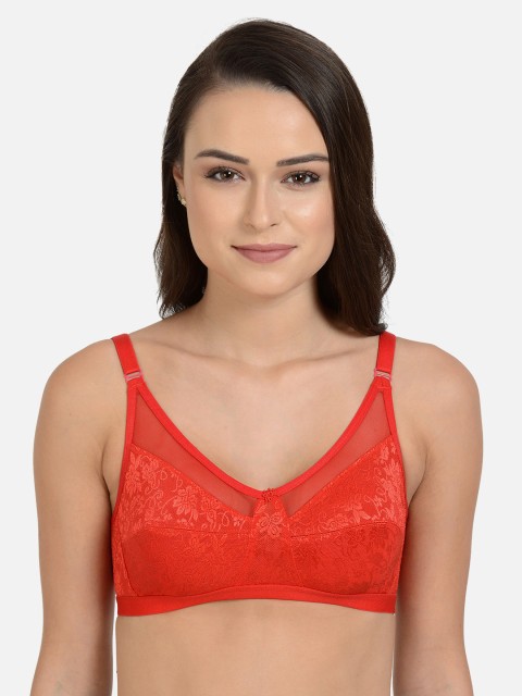 

mod & shy Orange Self Design Non-Wired Non Padded Minimizer Bra MS102M