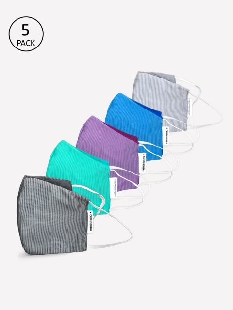 

Campus Sutra Unisex 5 Pcs 3-Ply Solid Anti-Microbial Reusable Surgical Masks, Green
