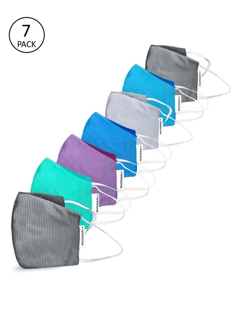 

Campus Sutra Unisex 7 Pcs 3-Ply Solid Anti-Microbial Reusable Surgical Masks, Multi