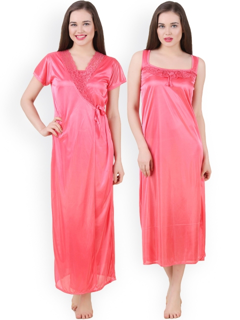 

Fasense Coral Pink Maxi Nightdress with Robe GT004E2