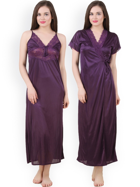

Fasense Purple Maxi Nightdress with Robe GT005A2
