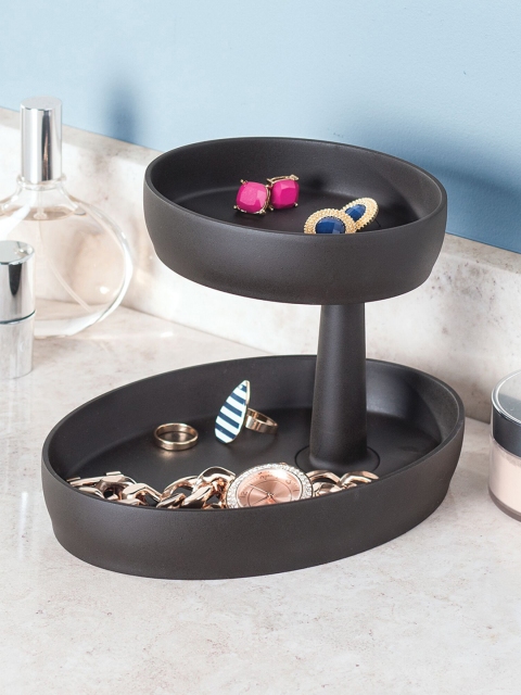 

INTERDESIGN Brown Solid Two-Tier Rotating Gina Vanity Jewellery Organizer