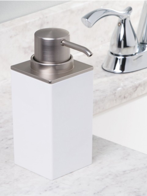 

INTERDESIGN Pack of 2 Silver-Toned & White Clarity Soap Dispensers