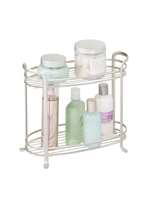 

INTERDESIGN Silver-Toned Axis Two-Tier Free Standing Bathroom Shelf