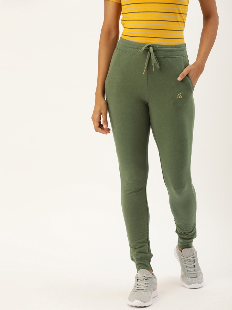 

Jockey Women Olive Green Solid Slim Fit Joggers