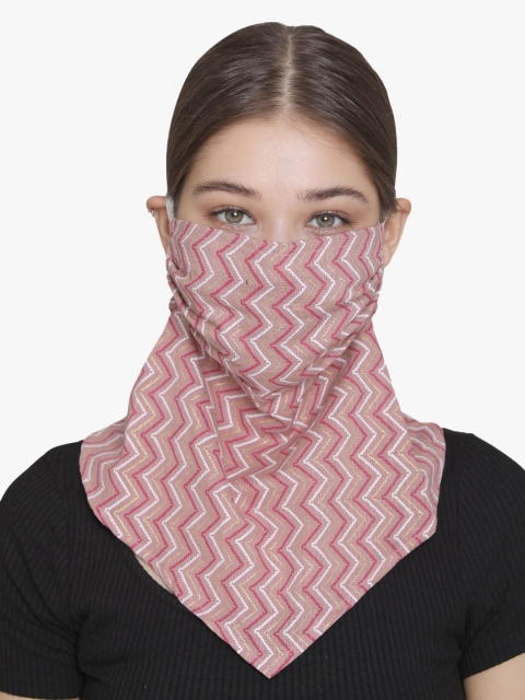 

Clovia Women Pink Reusable 2 Layer Printed Scarf Fit Face Mask